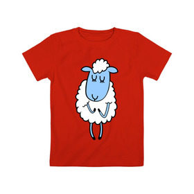 Детская футболка хлопок с принтом Милая овечка , 100% хлопок | круглый вырез горловины, полуприлегающий силуэт, длина до линии бедер | Тематика изображения на принте: 2015 | new year | коза | новый год | овца