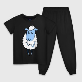 Детская пижама хлопок с принтом Милая овечка , 100% хлопок |  брюки и футболка прямого кроя, без карманов, на брюках мягкая резинка на поясе и по низу штанин
 | Тематика изображения на принте: 2015 | new year | коза | новый год | овца