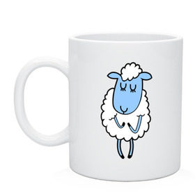 Кружка с принтом Милая овечка , керамика | объем — 330 мл, диаметр — 80 мм. Принт наносится на бока кружки, можно сделать два разных изображения | 2015 | new year | коза | новый год | овца