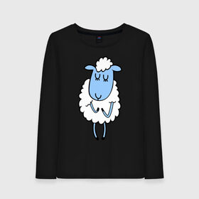 Женский лонгслив хлопок с принтом Милая овечка , 100% хлопок |  | 2015 | new year | коза | новый год | овца