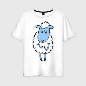 Женская футболка хлопок Oversize с принтом Милая овечка , 100% хлопок | свободный крой, круглый ворот, спущенный рукав, длина до линии бедер
 | 2015 | new year | коза | новый год | овца
