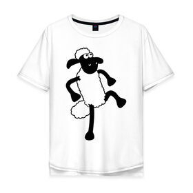 Мужская футболка хлопок Oversize с принтом Овечка танцует , 100% хлопок | свободный крой, круглый ворот, “спинка” длиннее передней части | Тематика изображения на принте: 2015 | new year | новый год | овечка | овца | символ