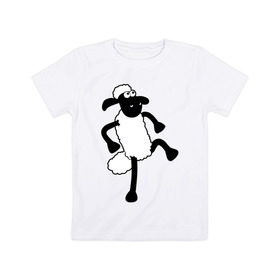 Детская футболка хлопок с принтом Овечка танцует , 100% хлопок | круглый вырез горловины, полуприлегающий силуэт, длина до линии бедер | 2015 | new year | новый год | овечка | овца | символ