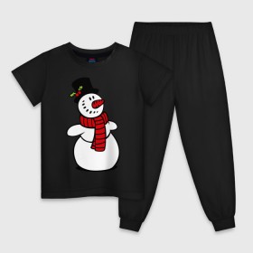 Детская пижама хлопок с принтом Весёлый снеговик , 100% хлопок |  брюки и футболка прямого кроя, без карманов, на брюках мягкая резинка на поясе и по низу штанин
 | new year | новый год | рождество | снеговик
