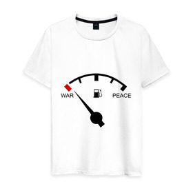 Мужская футболка хлопок с принтом War and peace , 100% хлопок | прямой крой, круглый вырез горловины, длина до линии бедер, слегка спущенное плечо. | Тематика изображения на принте: peace | war | война | мир | скорость