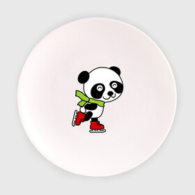Тарелка с принтом Панда на коньках , фарфор | диаметр - 210 мм
диаметр для нанесения принта - 120 мм | Тематика изображения на принте: панда