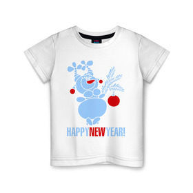 Детская футболка хлопок с принтом Снежная баба , 100% хлопок | круглый вырез горловины, полуприлегающий силуэт, длина до линии бедер | new year | баба | зима | новый год | снеговик | снежная баба