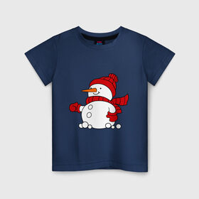 Детская футболка хлопок с принтом Снеговик , 100% хлопок | круглый вырез горловины, полуприлегающий силуэт, длина до линии бедер | Тематика изображения на принте: 