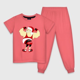 Детская пижама хлопок с принтом Санта бодибилдер , 100% хлопок |  брюки и футболка прямого кроя, без карманов, на брюках мягкая резинка на поясе и по низу штанин
 | 2015 | бодибилдер | культурист | новый год | рождество | санта