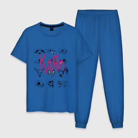 Мужская пижама хлопок с принтом Korn , 100% хлопок | брюки и футболка прямого кроя, без карманов, на брюках мягкая резинка на поясе и по низу штанин
 | гитара