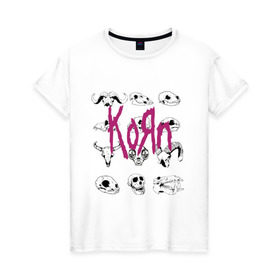 Женская футболка хлопок с принтом Korn , 100% хлопок | прямой крой, круглый вырез горловины, длина до линии бедер, слегка спущенное плечо | гитара