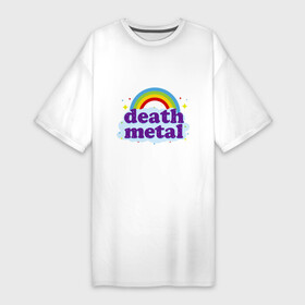 Платье-футболка хлопок с принтом Rainbow death metal ,  |  | будь металистом | волшебство | метал | музыка | оставайся рокером | прикол | радуга | рок | рокерам