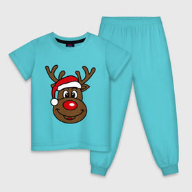 Детская пижама хлопок с принтом Рождественский олень , 100% хлопок |  брюки и футболка прямого кроя, без карманов, на брюках мягкая резинка на поясе и по низу штанин
 | 2015 | new year | новый год | олень | рождество