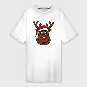 Платье-футболка хлопок с принтом Рождественский олень ,  |  | 2015 | new year | новый год | олень | рождество