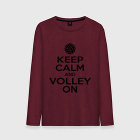 Мужской лонгслив хлопок с принтом Keep calm and volley on , 100% хлопок |  | Тематика изображения на принте: волейбол