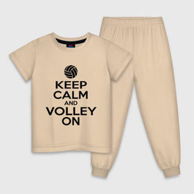 Детская пижама хлопок с принтом Keep calm and volley on , 100% хлопок |  брюки и футболка прямого кроя, без карманов, на брюках мягкая резинка на поясе и по низу штанин
 | Тематика изображения на принте: волейбол