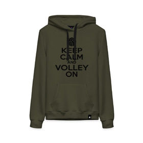 Женская толстовка хлопок с принтом Keep calm and volley on , френч-терри, мягкий теплый начес внутри (100% хлопок) | карман-кенгуру, эластичные манжеты и нижняя кромка, капюшон с подкладом и шнурком | Тематика изображения на принте: волейбол