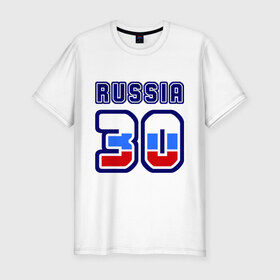 Мужская футболка премиум с принтом Russia - 30 (Астраханская область) , 92% хлопок, 8% лайкра | приталенный силуэт, круглый вырез ворота, длина до линии бедра, короткий рукав | 30 | russia | россия
