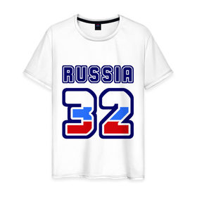 Мужская футболка хлопок с принтом Russia - 32 (Брянская область) , 100% хлопок | прямой крой, круглый вырез горловины, длина до линии бедер, слегка спущенное плечо. | 