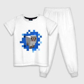 Детская пижама хлопок с принтом Minecraft sheep , 100% хлопок |  брюки и футболка прямого кроя, без карманов, на брюках мягкая резинка на поясе и по низу штанин
 | майнкрафт | овечка