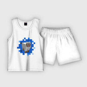 Детская пижама с шортами хлопок с принтом Minecraft sheep ,  |  | Тематика изображения на принте: майнкрафт | овечка