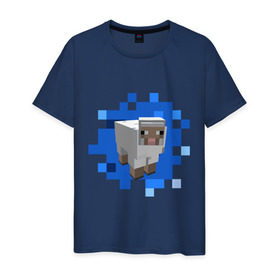 Мужская футболка хлопок с принтом Minecraft sheep , 100% хлопок | прямой крой, круглый вырез горловины, длина до линии бедер, слегка спущенное плечо. | майнкрафт | овечка