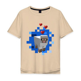Мужская футболка хлопок Oversize с принтом Minecraft sheep , 100% хлопок | свободный крой, круглый ворот, “спинка” длиннее передней части | Тематика изображения на принте: 2015 | minecraft | бараны | животные | майнкрафт | овечки | приколы | символ года | ягнята