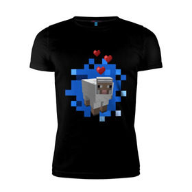 Мужская футболка премиум с принтом Minecraft sheep , 92% хлопок, 8% лайкра | приталенный силуэт, круглый вырез ворота, длина до линии бедра, короткий рукав | Тематика изображения на принте: 2015 | minecraft | бараны | животные | майнкрафт | овечки | приколы | символ года | ягнята