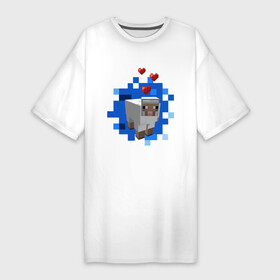 Платье-футболка хлопок с принтом Minecraft sheep ,  |  | 2015 | minecraft | бараны | животные | майнкрафт | овечки | приколы | символ года | ягнята