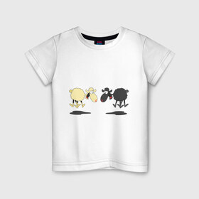 Детская футболка хлопок с принтом Прыгающие овечки , 100% хлопок | круглый вырез горловины, полуприлегающий силуэт, длина до линии бедер | 2015 | бараны | животные | овечки | приколы | символ года | ягнята