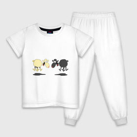 Детская пижама хлопок с принтом Прыгающие овечки , 100% хлопок |  брюки и футболка прямого кроя, без карманов, на брюках мягкая резинка на поясе и по низу штанин
 | 2015 | бараны | животные | овечки | приколы | символ года | ягнята