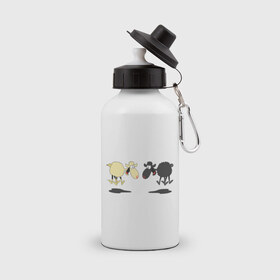 Бутылка спортивная с принтом Прыгающие овечки , металл | емкость — 500 мл, в комплекте две пластиковые крышки и карабин для крепления | Тематика изображения на принте: 2015 | бараны | животные | овечки | приколы | символ года | ягнята
