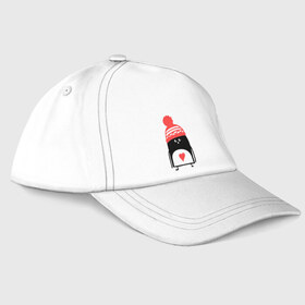 Бейсболка с принтом Пингвин в шапке , 100% хлопок | классический козырек, металлическая застежка-регулятор размера | пингвин