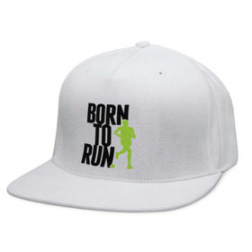 Кепка снепбек с прямым козырьком с принтом Рожден для бега , хлопок 100% |  | Тематика изображения на принте: born to run | run | бегать | рожден | рожден бежать