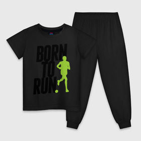 Детская пижама хлопок с принтом Рожден для бега , 100% хлопок |  брюки и футболка прямого кроя, без карманов, на брюках мягкая резинка на поясе и по низу штанин
 | born to run | run | бегать | рожден | рожден бежать