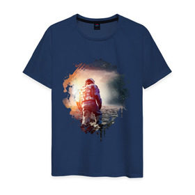 Мужская футболка хлопок с принтом Interstellar , 100% хлопок | прямой крой, круглый вырез горловины, длина до линии бедер, слегка спущенное плечо. | Тематика изображения на принте: interstellar | интерстеллар | космонавт | космос