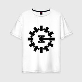 Женская футболка хлопок Oversize с принтом Interstellar , 100% хлопок | свободный крой, круглый ворот, спущенный рукав, длина до линии бедер
 | interstellar | интерстеллар | космонавт | космос | эмблема