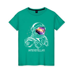 Женская футболка хлопок с принтом Космонавт , 100% хлопок | прямой крой, круглый вырез горловины, длина до линии бедер, слегка спущенное плечо | interstellar | интерстеллар | космонавт | космос