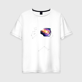 Женская футболка хлопок Oversize с принтом Космонавт , 100% хлопок | свободный крой, круглый ворот, спущенный рукав, длина до линии бедер
 | interstellar | интерстеллар | космонавт | космос