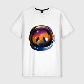 Мужская футболка премиум с принтом Космический панда , 92% хлопок, 8% лайкра | приталенный силуэт, круглый вырез ворота, длина до линии бедра, короткий рукав | панда