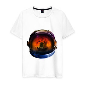 Мужская футболка хлопок с принтом Чау-чау , 100% хлопок | прямой крой, круглый вырез горловины, длина до линии бедер, слегка спущенное плечо. | астронавт | животные | космонавт | космос | мордочка | нос | собака | чау чау | шлем