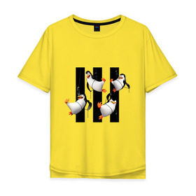 Мужская футболка хлопок Oversize с принтом Пингвины Мадагаскара , 100% хлопок | свободный крой, круглый ворот, “спинка” длиннее передней части | мадагаскар | мультик | пингвины