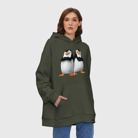Худи SuperOversize хлопок с принтом Пингвины Мадагаскара , 70% хлопок, 30% полиэстер, мягкий начес внутри | карман-кенгуру, эластичная резинка на манжетах и по нижней кромке, двухслойный капюшон
 | мадагаскар | мультик | пингвины