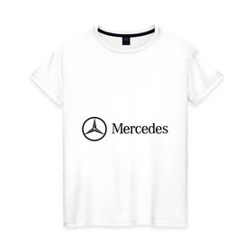 Женская футболка хлопок с принтом Mercedes Logo , 100% хлопок | прямой крой, круглый вырез горловины, длина до линии бедер, слегка спущенное плечо | logo | mercedes