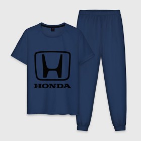 Мужская пижама хлопок с принтом Honda logo , 100% хлопок | брюки и футболка прямого кроя, без карманов, на брюках мягкая резинка на поясе и по низу штанин
 | honda | logo | motor | лого | хонда