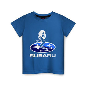 Детская футболка хлопок с принтом Subaru , 100% хлопок | круглый вырез горловины, полуприлегающий силуэт, длина до линии бедер | Тематика изображения на принте: subaru | субару