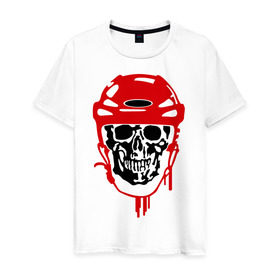 Мужская футболка хлопок с принтом Мертвый хоккеист , 100% хлопок | прямой крой, круглый вырез горловины, длина до линии бедер, слегка спущенное плечо. | скелет