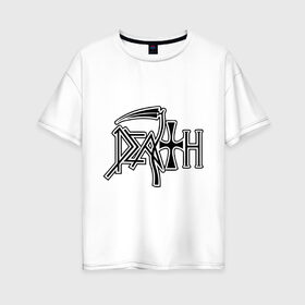 Женская футболка хлопок Oversize с принтом Death (смерть) , 100% хлопок | свободный крой, круглый ворот, спущенный рукав, длина до линии бедер
 | death | коса