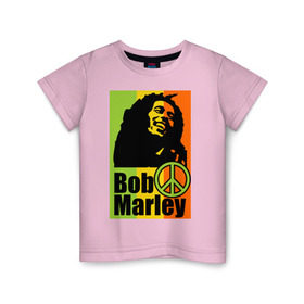 Детская футболка хлопок с принтом Bob Marley , 100% хлопок | круглый вырез горловины, полуприлегающий силуэт, длина до линии бедер | Тематика изображения на принте: bob marley | боб марли