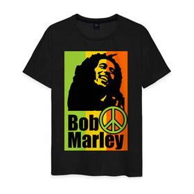 Мужская футболка хлопок с принтом Bob Marley , 100% хлопок | прямой крой, круглый вырез горловины, длина до линии бедер, слегка спущенное плечо. | bob marley | боб марли